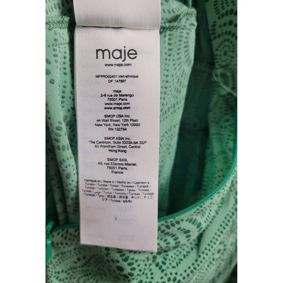 Maje MFPRO2401 Rimaro Dress NWT 42 Vert Ethnique Cupro Viscose –No Belt SS22 - Picture 12 of 16